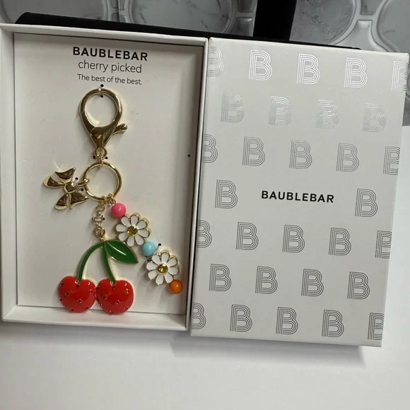 BaubleBar Cherry and Floral Keychain with Gold Accents - Picture 2 of 2
